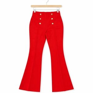 New York Company Red Wide Leg High Waist Button Pants Sz 8